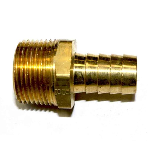 Interstate Pneumatics Brass Hose Barb Fitting, Connector, 5/8 Inch Barb X 3/4 Inch NPT Male End, PK 50 FM98-5-50K